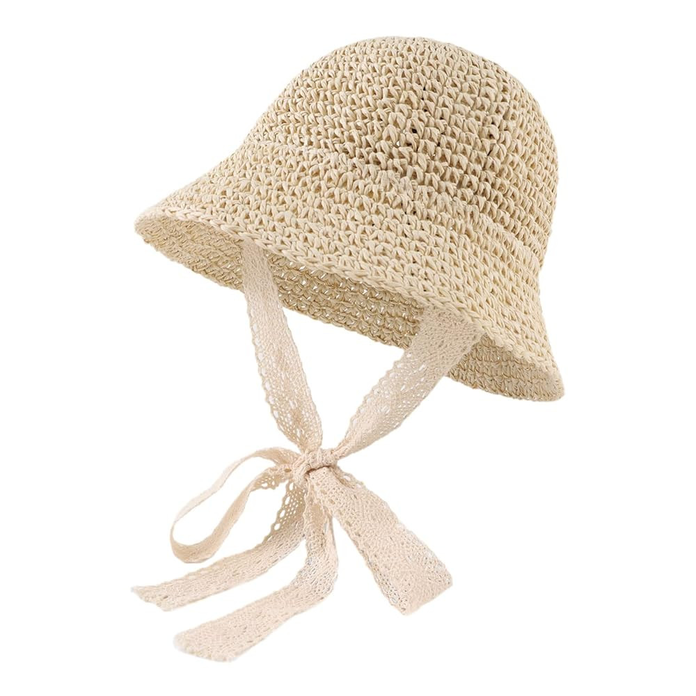 Baby Girl Straw Hat Outdoor Baby Sun Protection Hats Summer Bowknot Beach Cap for Infant Toddler ... | Amazon (US)
