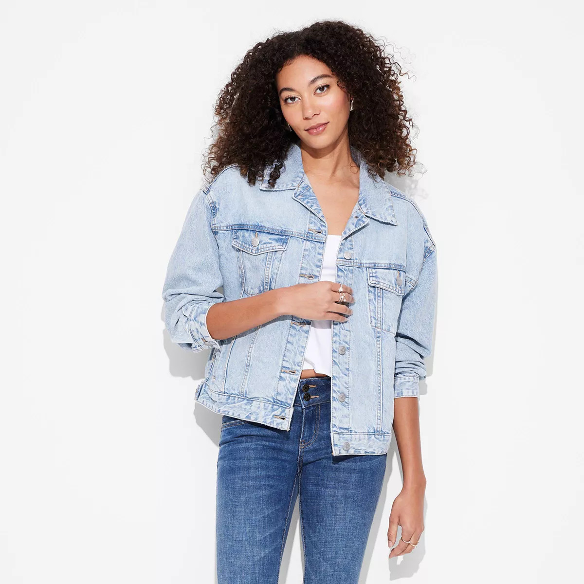 Women's Foundational Denim Oversized Trucker Jacket - Wild Fable™ | Target