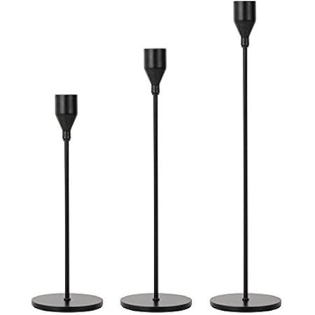 SUJUN Matte Black Candle Holders Set of 3 for Taper Candles, Decorative Candlestick Holder for Weddi | Amazon (US)