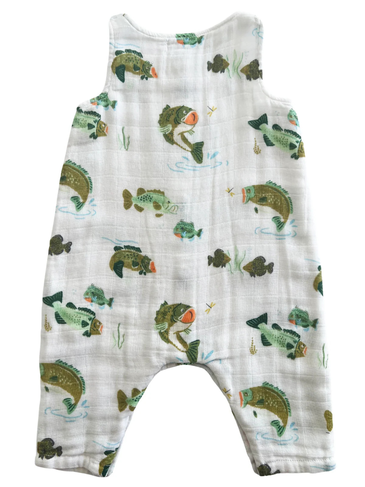 Muslin Sleeveless Romper, Bass Fishing | SpearmintLOVE