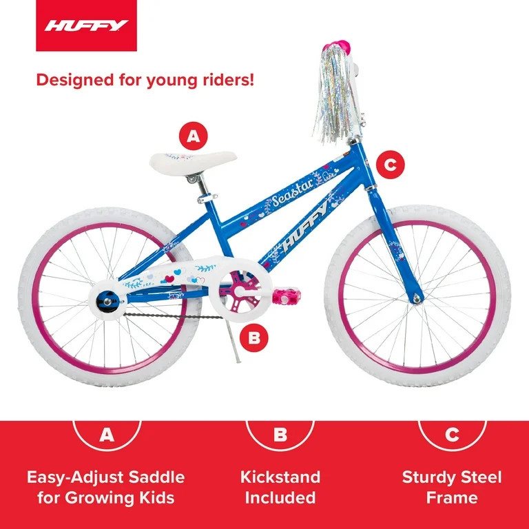 Huffy 20" Sea Star Bicycle, for Kids Ages 5-12 Years, Streamers, Blue/Pink | Walmart (US)