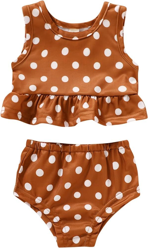 YOUNGER TREE Toddler Baby Girls Summer Swimsuit Sleeveless Striped Swimwear Two-Piece Suit Beach Bik | Amazon (US)