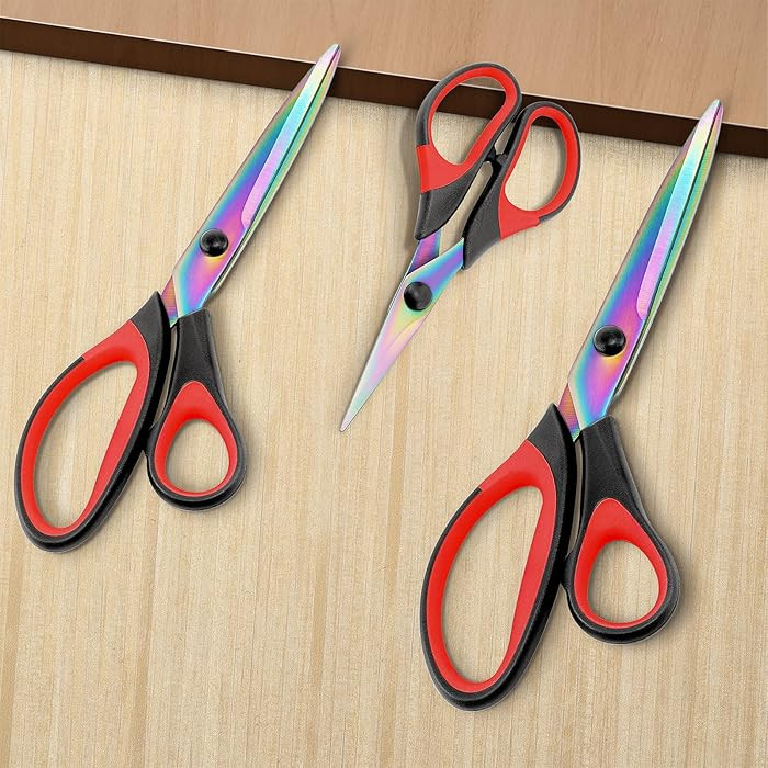 Amazon.com: 3Pcs Sharp Tailor Scissors, Titanium Blades Shears Rubber Soft Grip Handle, Multi-Pur... | Amazon (US)