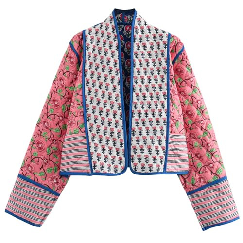 Yimoon Women's Quilted Jacket Lightweight Floral Print Cropped Puffer Coat Short Padded Open Fron... | Amazon (US)