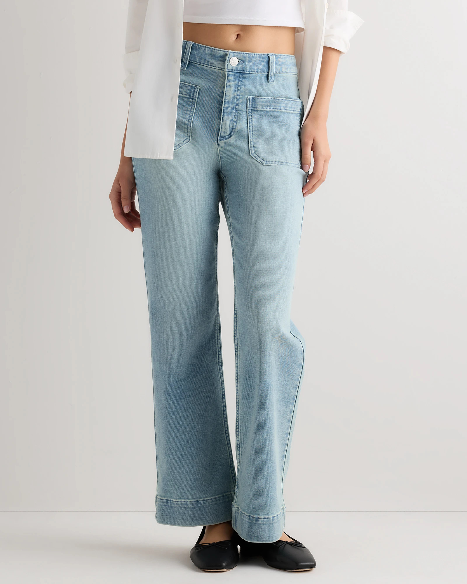 Quince | Women's French Terry Wide Leg Pants in Deep Navy, Size 16, Cotton | Quince