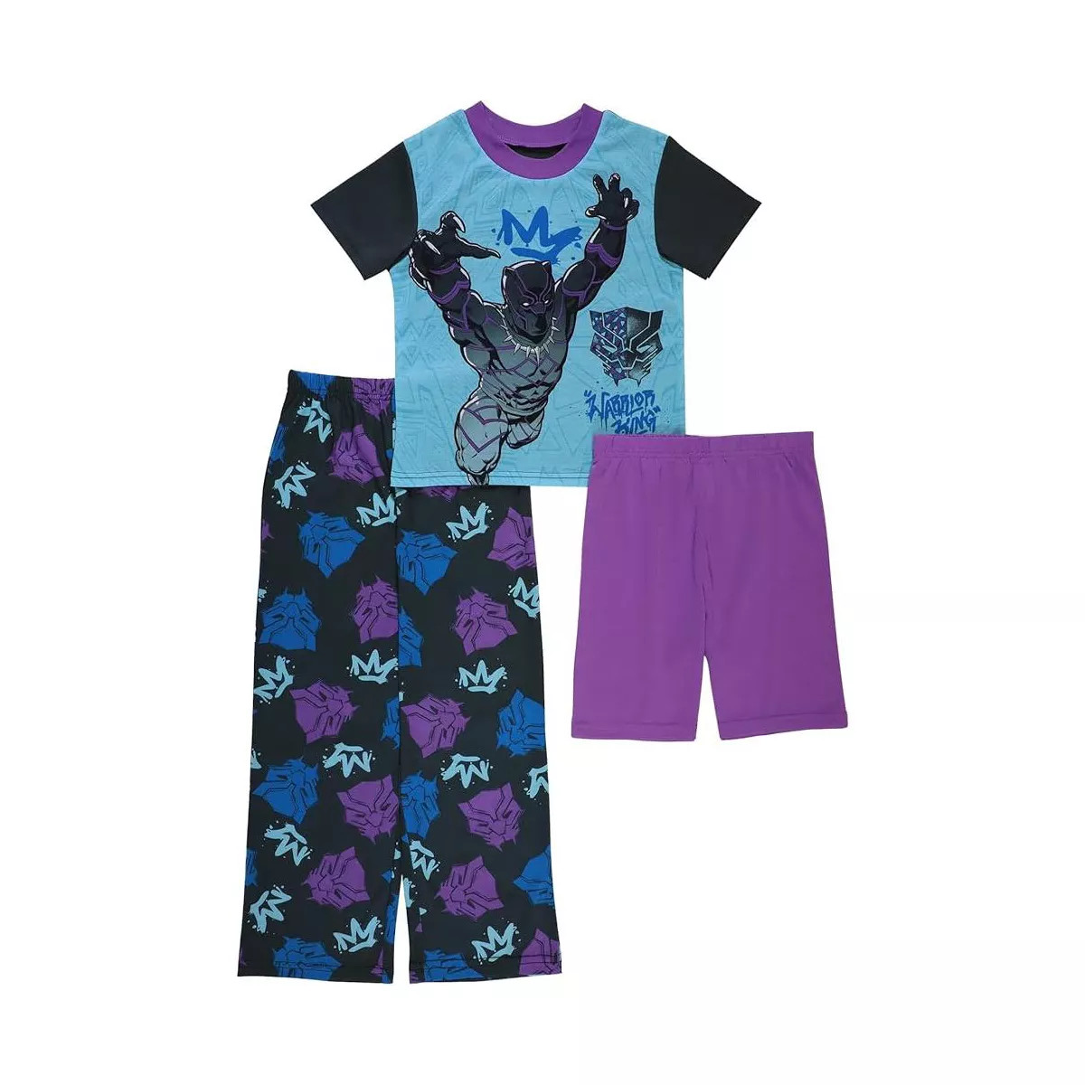 Marvel Little/Big Boy's 3-Piece Black Panther Pajama Set | Target