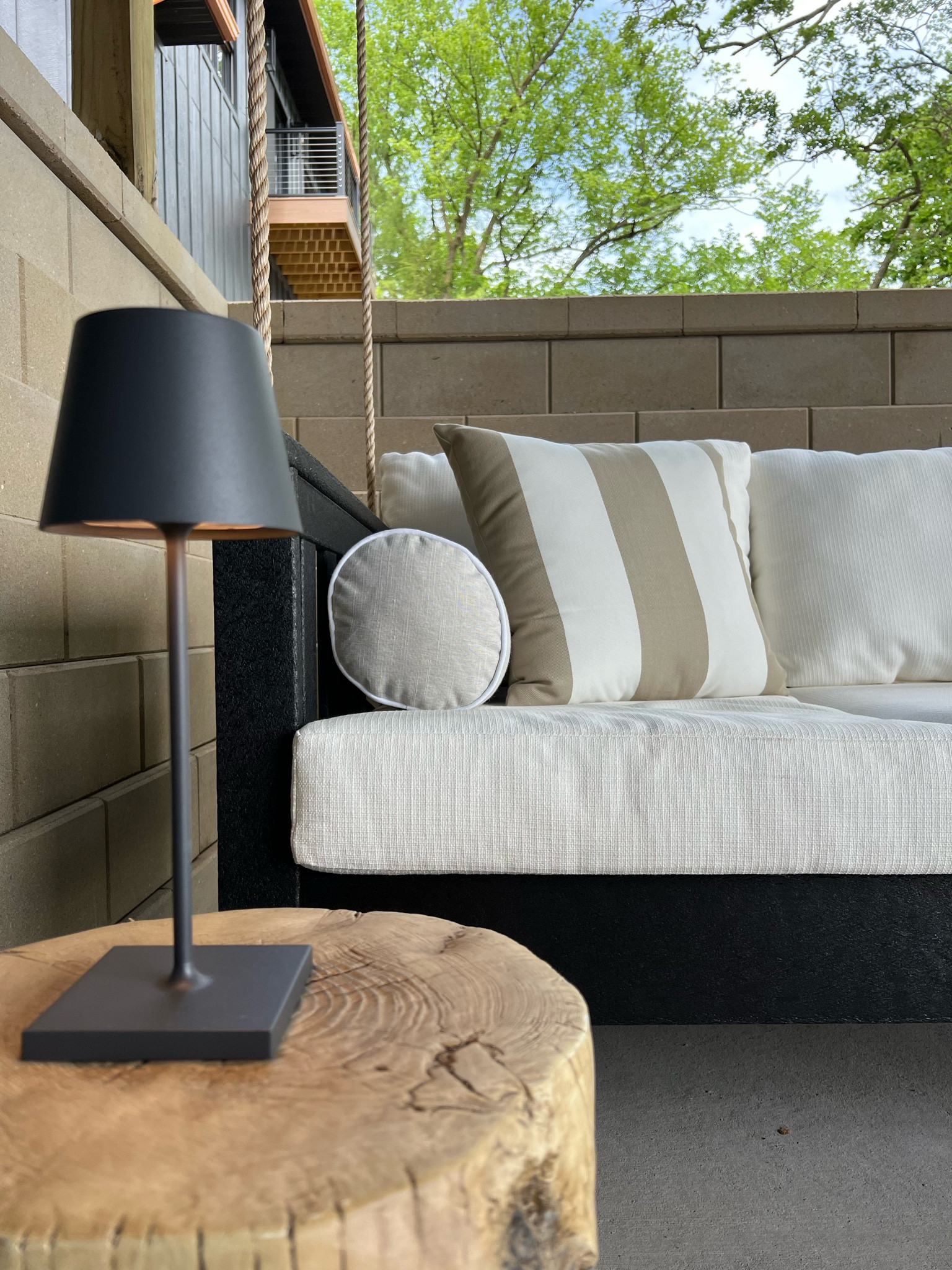 The perfect summer slow down. Porch swings and cabana strip pillows with cordless led mini lamps 

#LTKstyletip #LTKhome #LTKfindsunder100