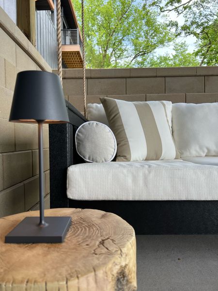 The perfect summer slow down. Porch swings and cabana strip pillows with cordless led mini lamps 

#LTKstyletip #LTKhome #LTKfindsunder100