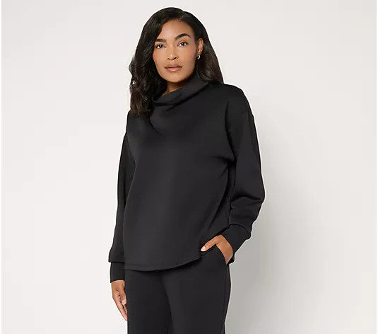 Carla Rockmore Collection Statement Scuba Cowl Neck Sweatshirt | QVC