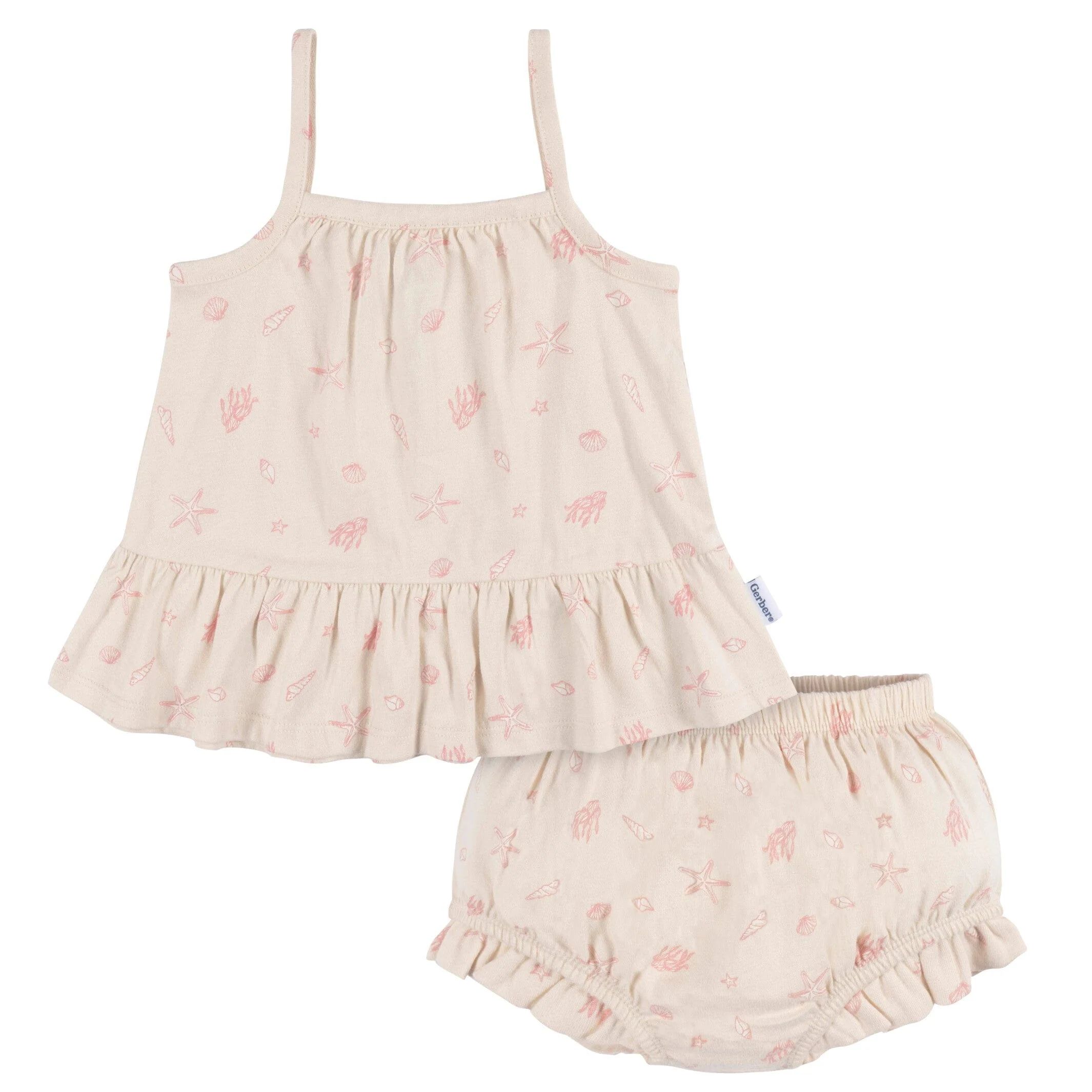 2-Piece Baby Girls Seashells Tank Top and Diaper Cover Set | Gerber Childrenswear