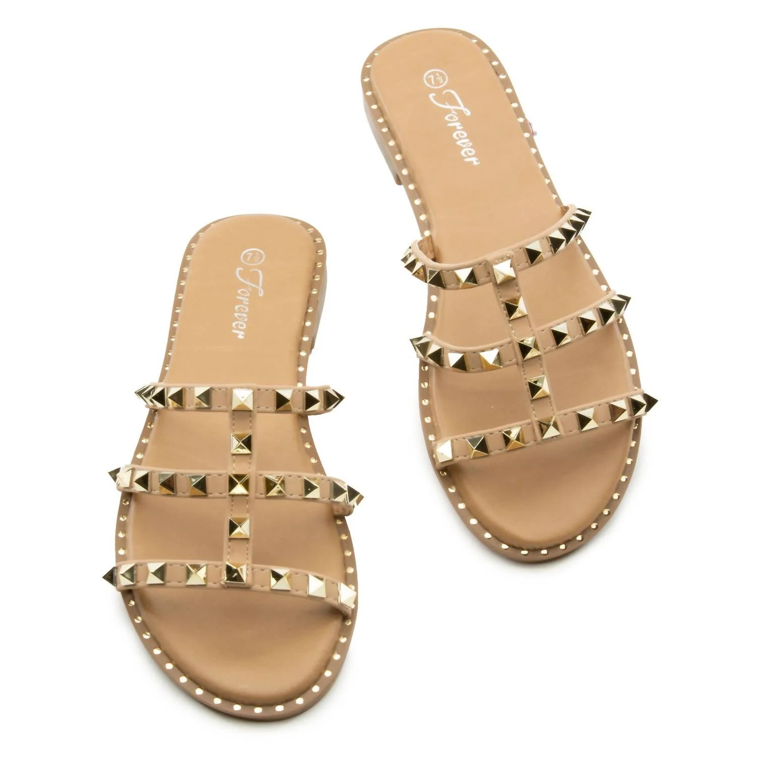Fierce Studded Strappy Sandals In Taupe | Shop Simon