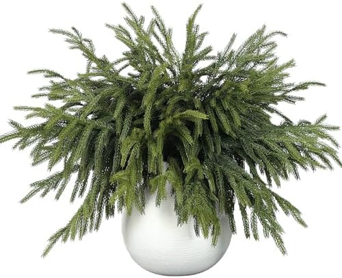 16 Pcs Real Touch Norfolk Pine Branch -18" Artificial Christmas Green Plants Branches Faux Greene... | Amazon (US)