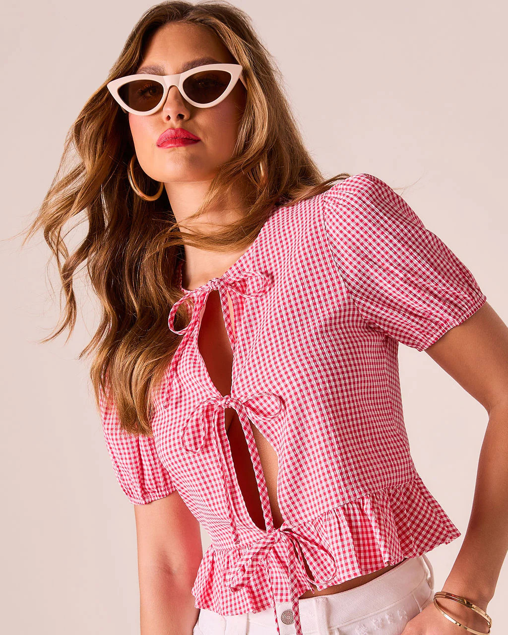 Nightingale Gingham Front Tie Top | VICI