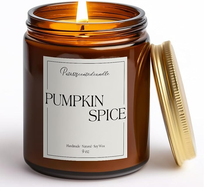 Pumpkin Spice Scented Candles for Home, Natural Soy Wax Aromatherapy Non Toxic Pumpkin Fall Candl... | Amazon (US)