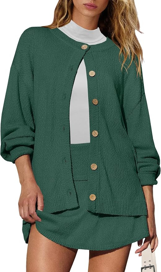 Panadila Womens Sweater Skirt Set 2 Piece Outfits Sweater Skort Set Lounge Cardigan and Knit Skir... | Amazon (US)