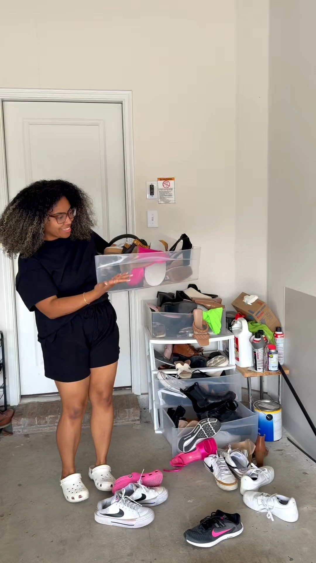 Garage Shoe Organization! It was way past time to get this mountain of shoes organized 👟 This shoe shelf was easy to put together and affordable 🙌🏽

#LTKvlog #LTKHome
