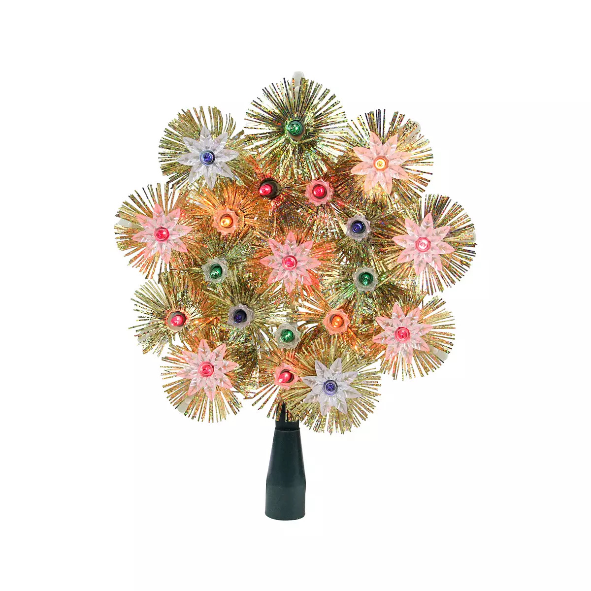 8" Lighted Gold Retro Tinsel Snowflake Christmas Tree Topper - Multi Lights | Kohl's