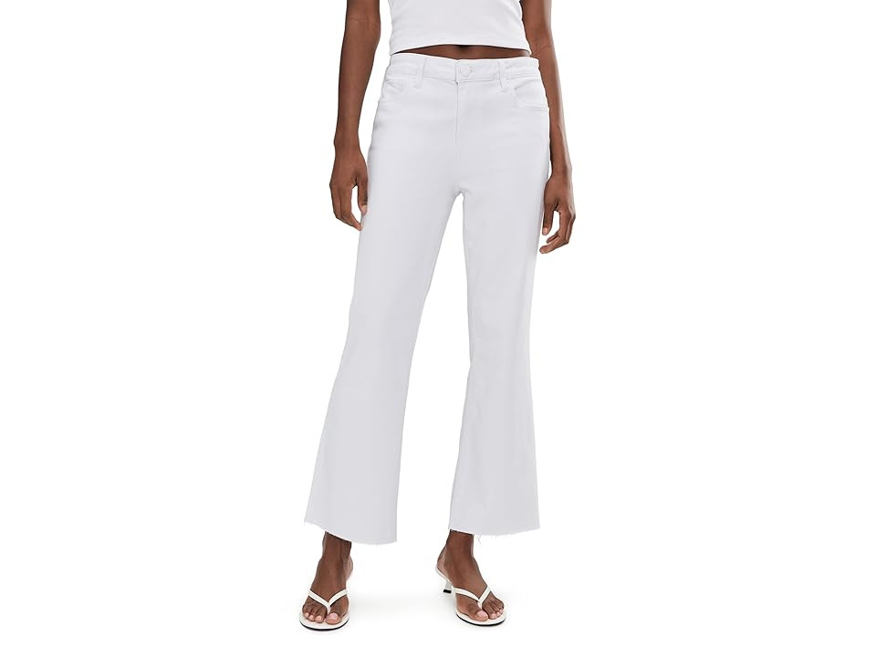 KUT from the Kloth Kelsey High-Rise Ankle Flare With Raw Hem in Optic White Women's Jeans Optic White : 2 27.5, Spandex/Polyester/Modal | Zappos