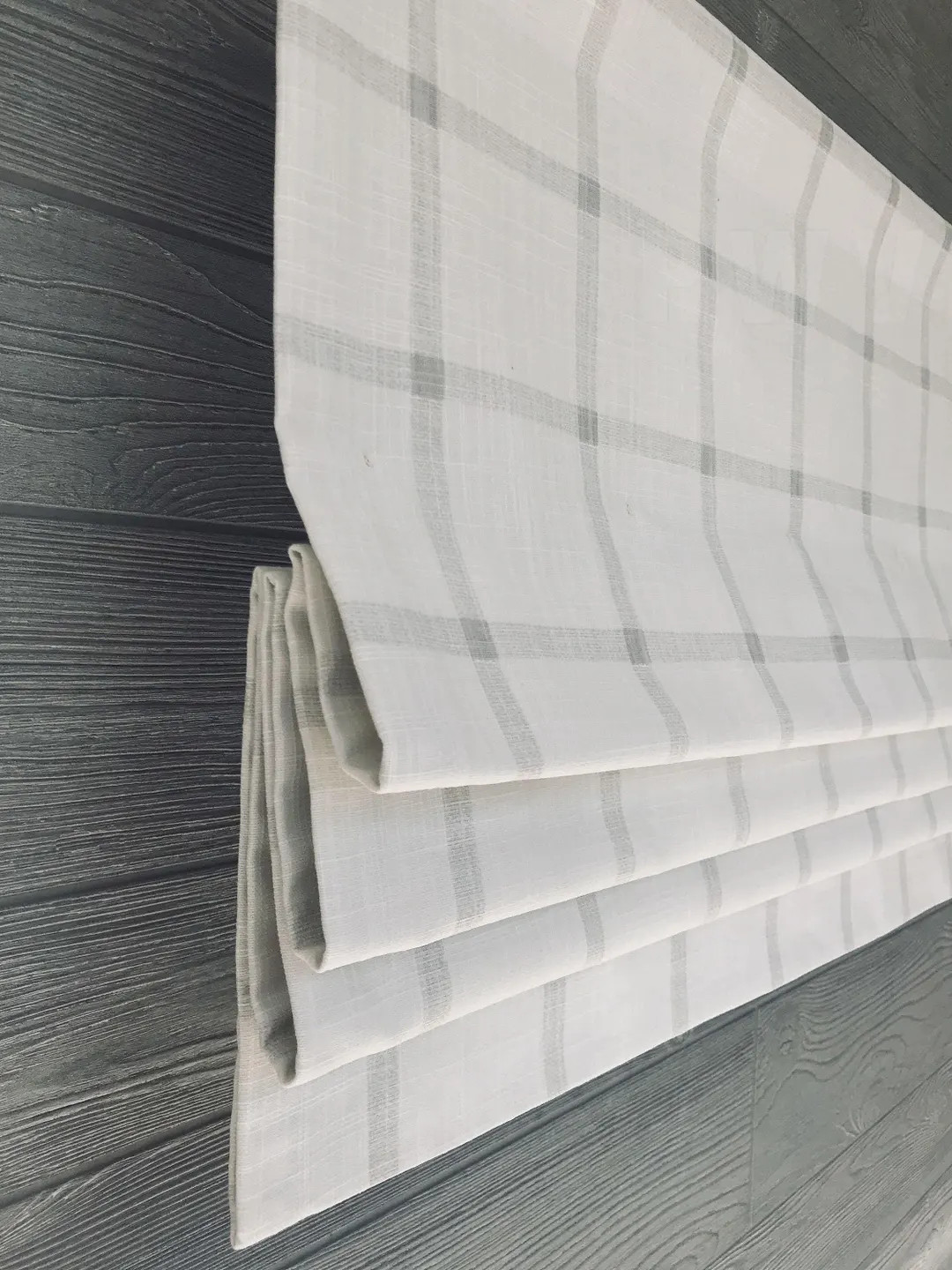 Lined Modern Farmhouse Faux Roman Shade Window Valance in Grey and off White; Neutral Check Kitch... | Etsy (US)