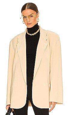 Norma Kamali Oversized Double Breasted Jacket in Blonde from Revolve.com | Revolve Clothing (Global)