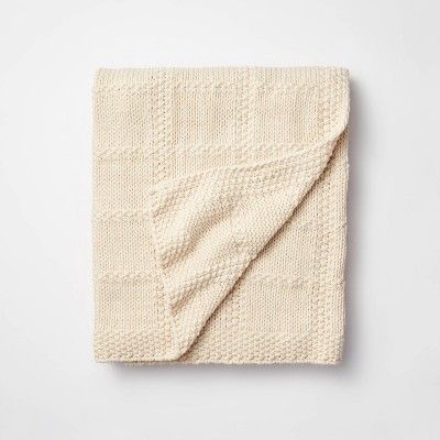 Grid Knit Throw Blanket Cream - Threshold™ designed with Studio McGee | Target
