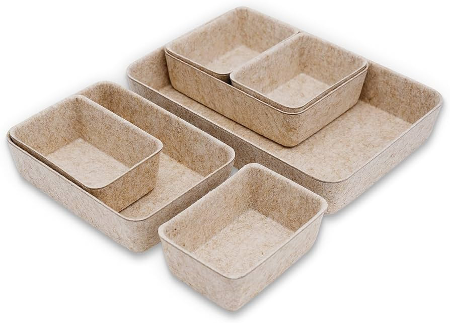 Welaxy Office Drawer organizers felt storage bins Shallow Small Desk trays Draw dividers Nordic L... | Amazon (US)