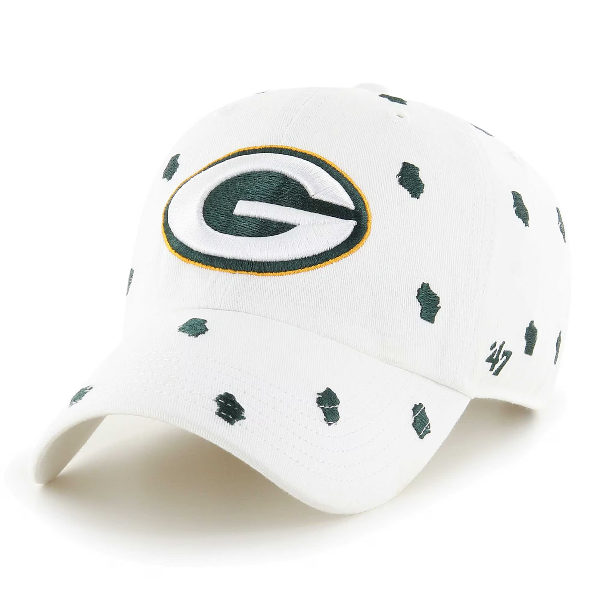 Unisex Green Bay Packers '47 White Confetti Clean Up Adjustable Hat | NFL Shop