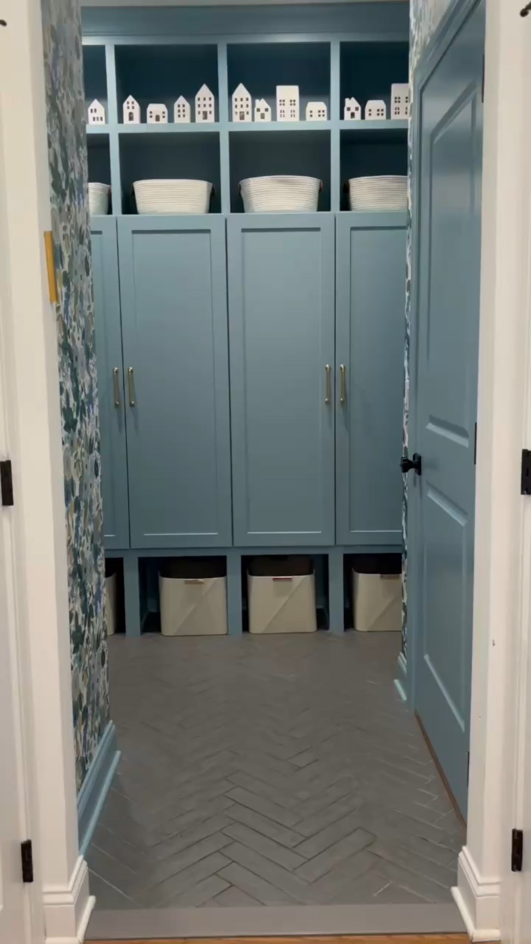 A cubby for everyone to keep our home tidy and all the mess behind doors. Benjamin Moore Saratoga Springs on the cubbies and all the links below 