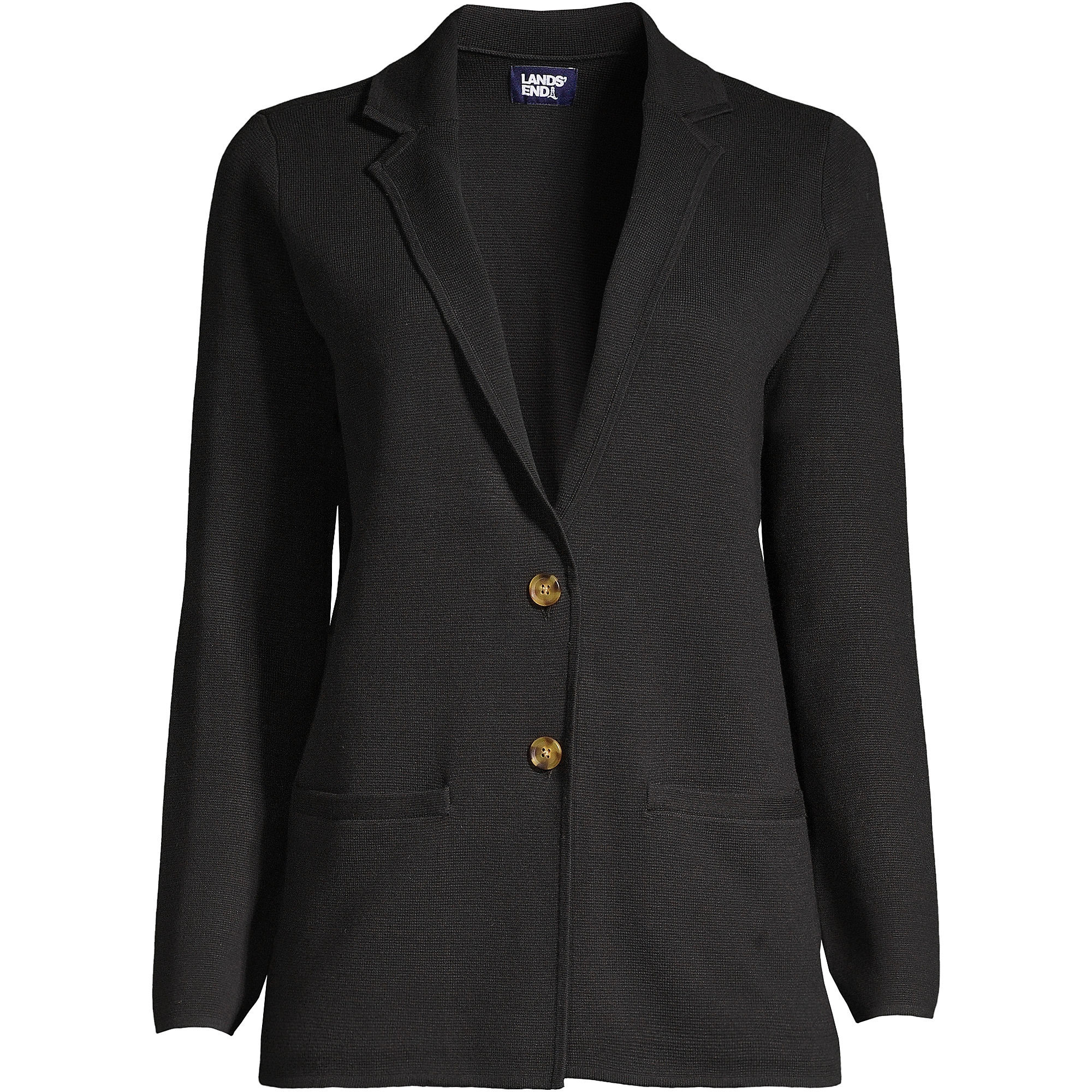 Women's Fine Gauge Cotton Button Front Blazer Sweater | Lands' End (US)
