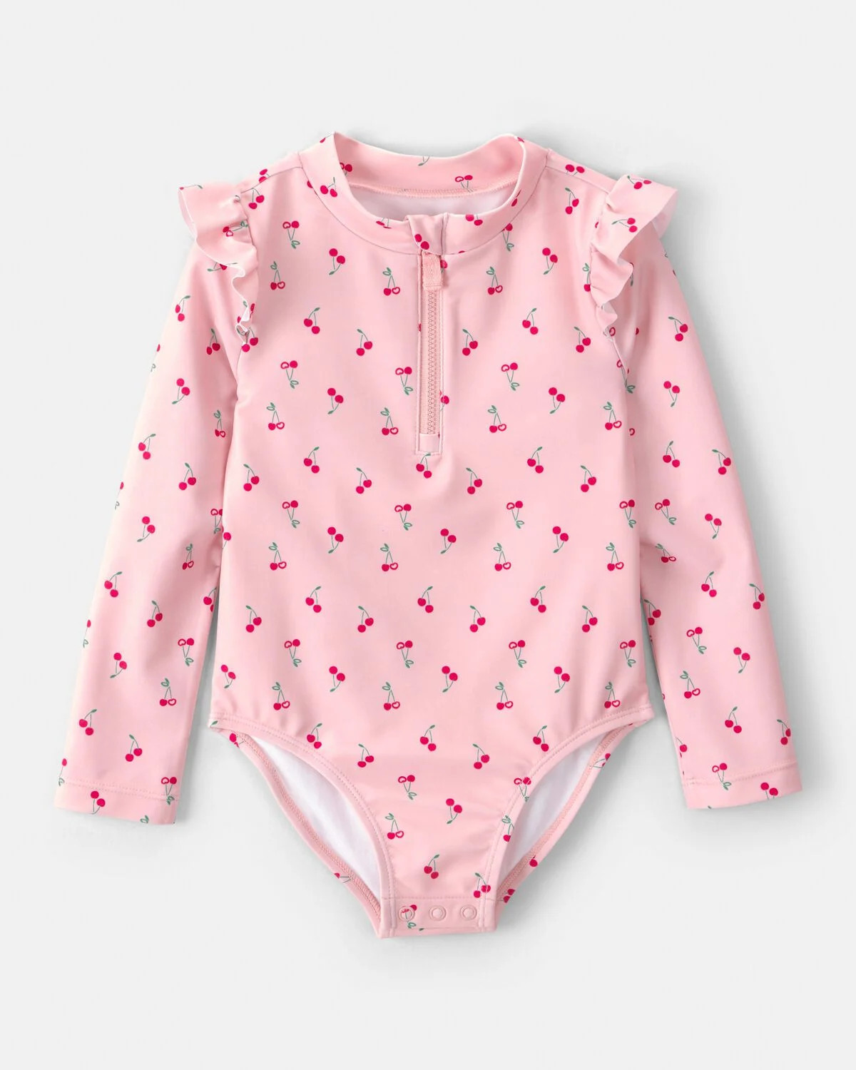 Toddler Girl Cherry Long-Sleeve 1-Piece Rashguard Swimsuit - Pink | Carter's | Carter's Inc