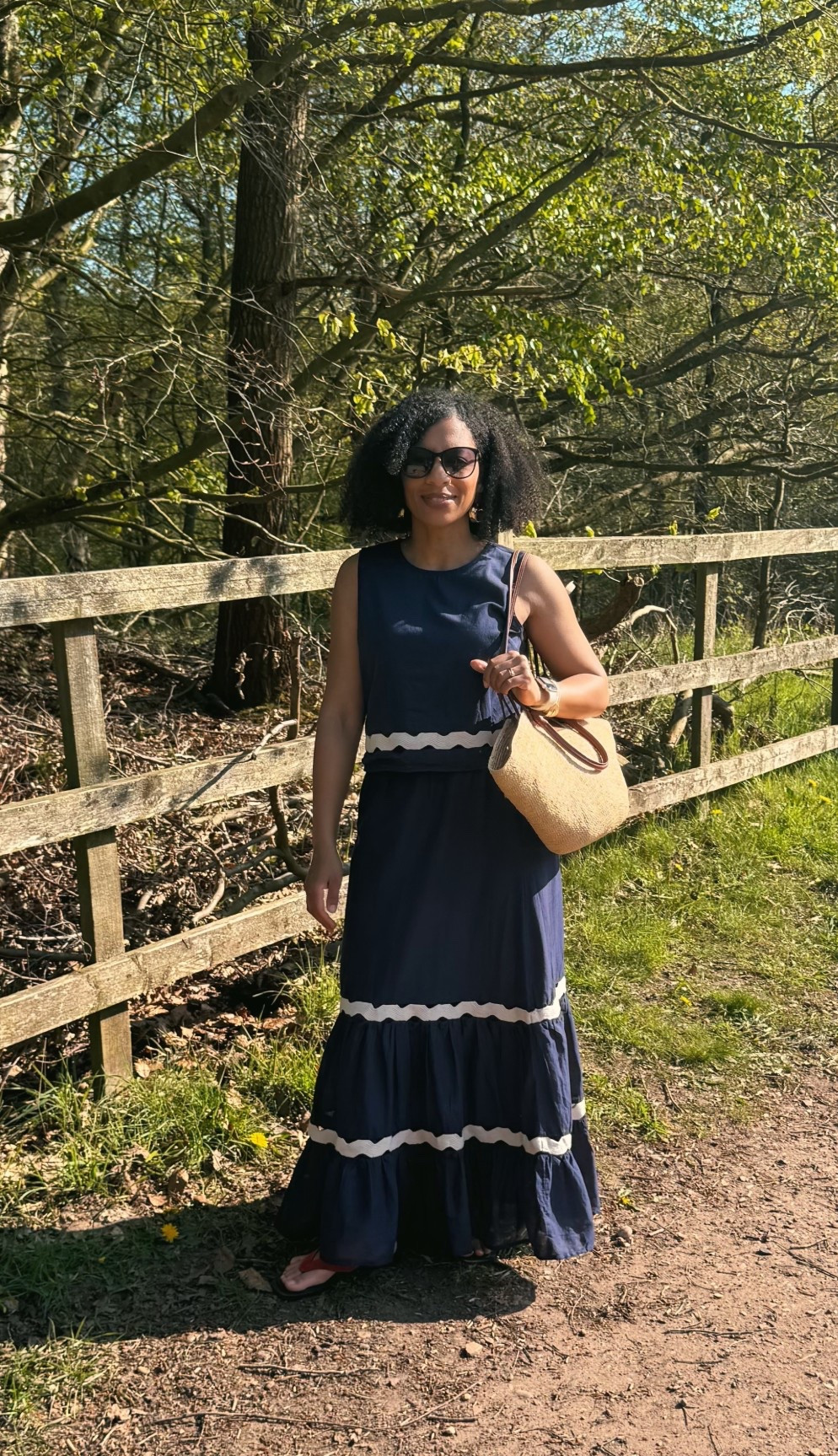 Petite spring outfit
Petite summer outfit 
Blue and white top and maxi skirt
Red sandals 
Sézane basket bag
Spring outfits 2026

#LTKspring #LTKuk #LTKpetite