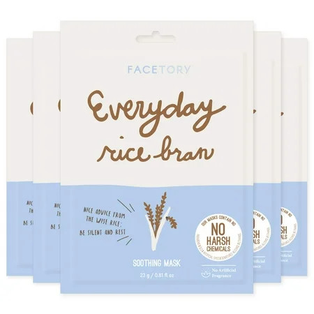 FaceTory Everyday Rice Bran Soothing Sheet Mask - Pack of 5 | Walmart (US)