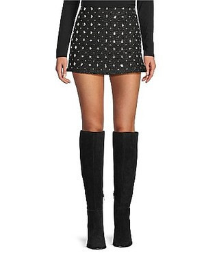 Gianni Bini Liliana Rhinestone Embellished Tweed Coordinating Mini Skirt - 10 | Dillard's