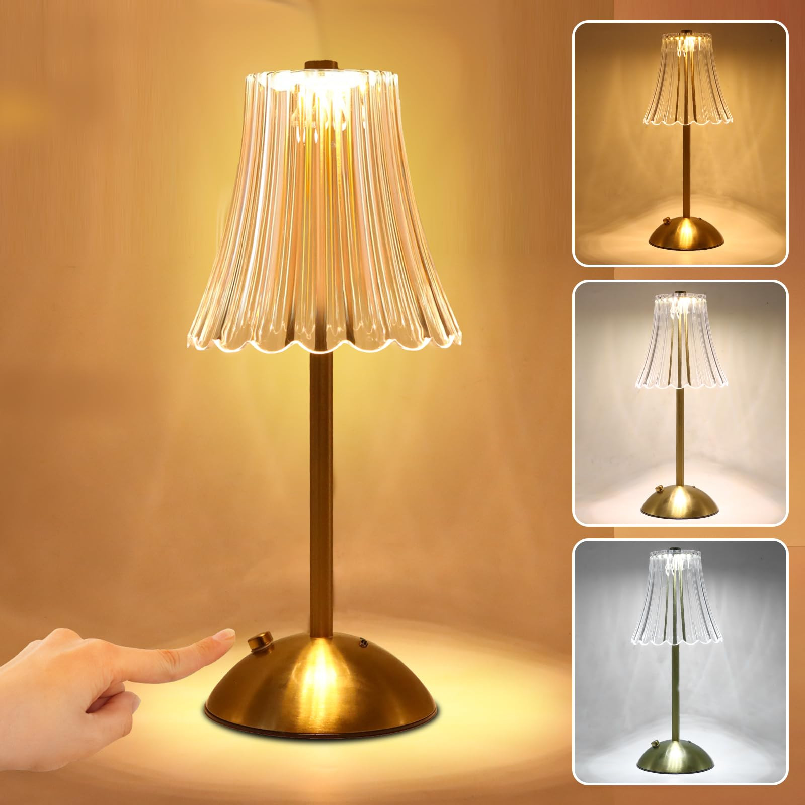 Cordless Table Lamp, Rechargeable Battery Operated Lamp, 3 Color Modes & Stepless Dimmable LED To... | Amazon (US)