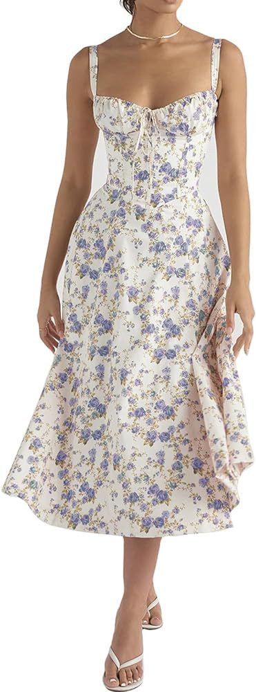 Nakans Floral Bustier Midriff Waist Shaper Dress, Floral Dresses, Women's Sexy Slit Print Summer ... | Amazon (US)