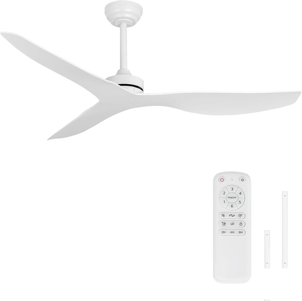 Ceiling Fans without Light,52 Inch Ceiling Fan with Remote Control,3 Reversible Blade,White Ceili... | Amazon (US)