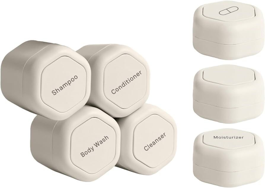 Travel Containers - Daily Routine Capsule Set - Magnetic Travel Capsules - For Shampoo, Condition... | Amazon (US)