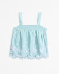 embroidered cutwork squareneck set top | Abercrombie & Fitch (US)
