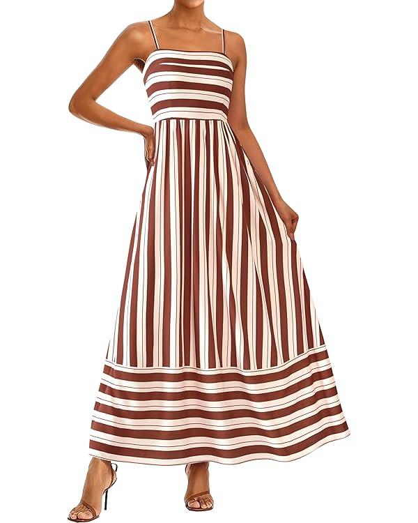 PRETTYGARDEN Summer Dresses for Women 2025 Beach Maxi Dress Spaghetti Strap Floral Boho A Line We... | Amazon (US)