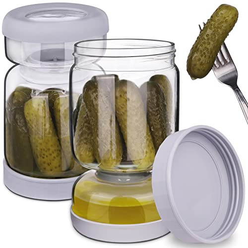 Homnoble Pickle Jar, Pickle and Olive Hourglass Jar Pickle Juice Separator from Wet and Dry, Upgrade Food-grade ABS Lid and BPA Free Hourglass Pickle Jar for Airtight Food Storage 2 Pack | Amazon (US)