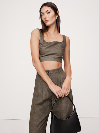 Linen Square-Neck Cropped Tank | Banana Republic (US)