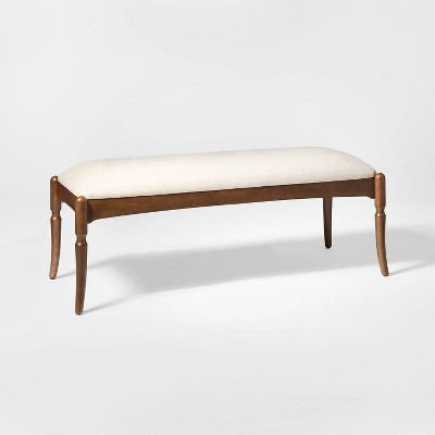 Cabriole Leg Upholstered Bench Dark Walnut - Threshold™ designed with Studio McGee | Target