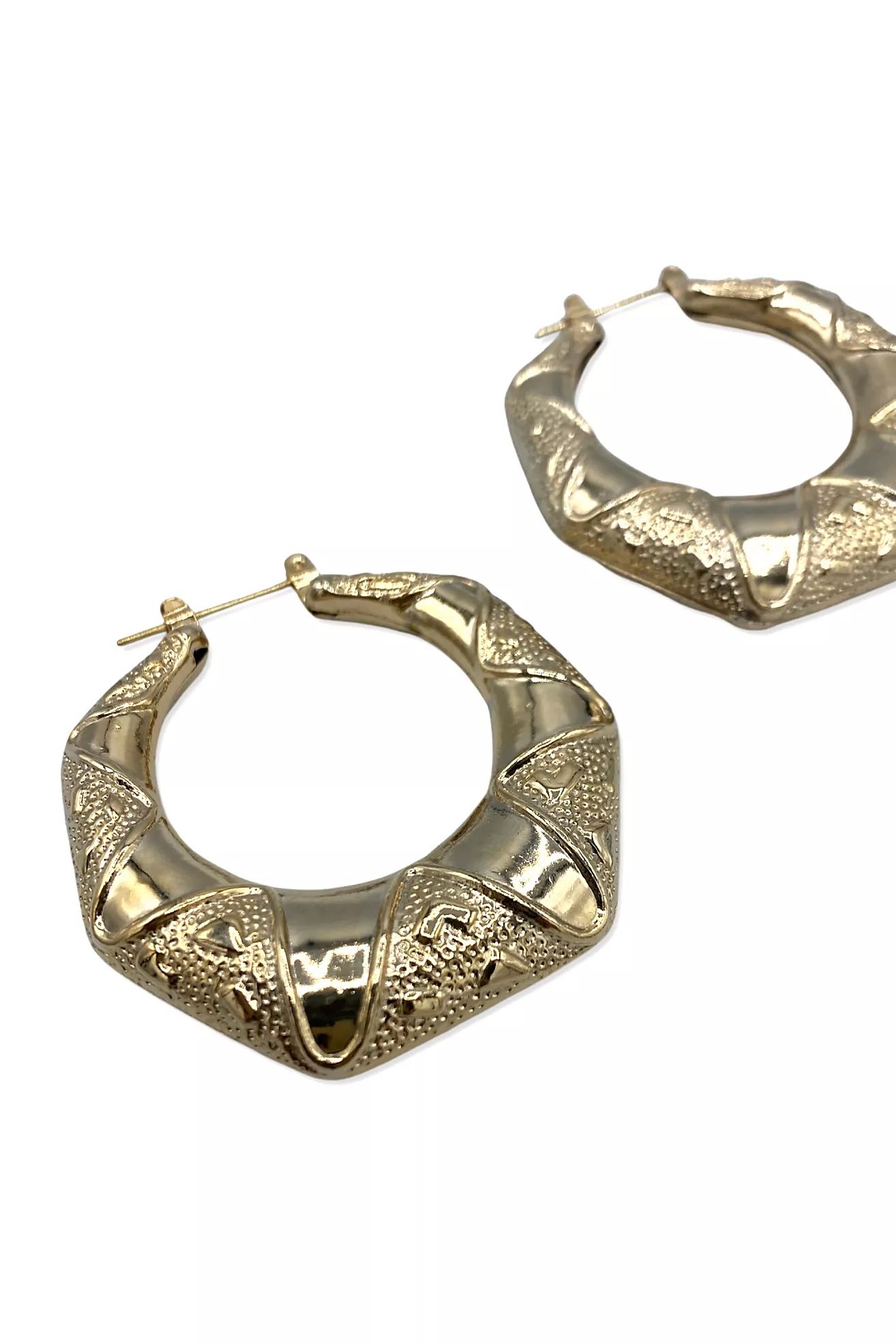 1980s Large Gold Engraved Hoop Earrings Selected By Ritual Vintage | Free People (Global - UK&FR Excluded)