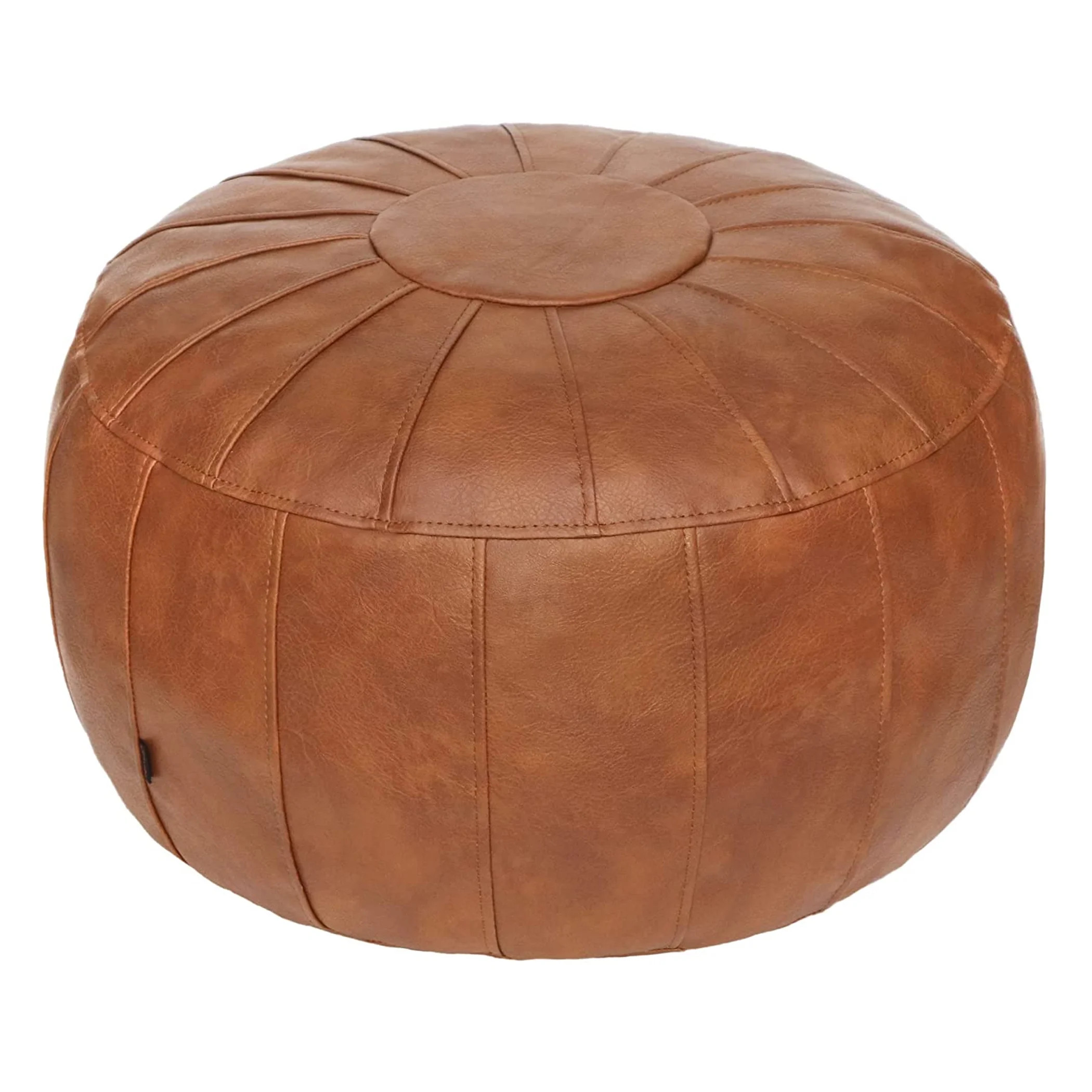 Thgonwid 21.7*13.7 inch Indoor Vegan Leather Pouf, Light Brown | Walmart (US)