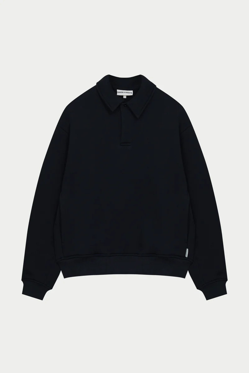 LAUNDERED CLASSICS POLO SWEATSHIRT - WASHED BLACK | The Couture Club