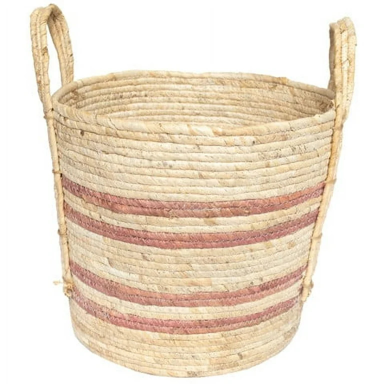 Better Homes & Gardens Natural Maize Colored Stripe Basket, Terracotta, Large | Walmart (US)
