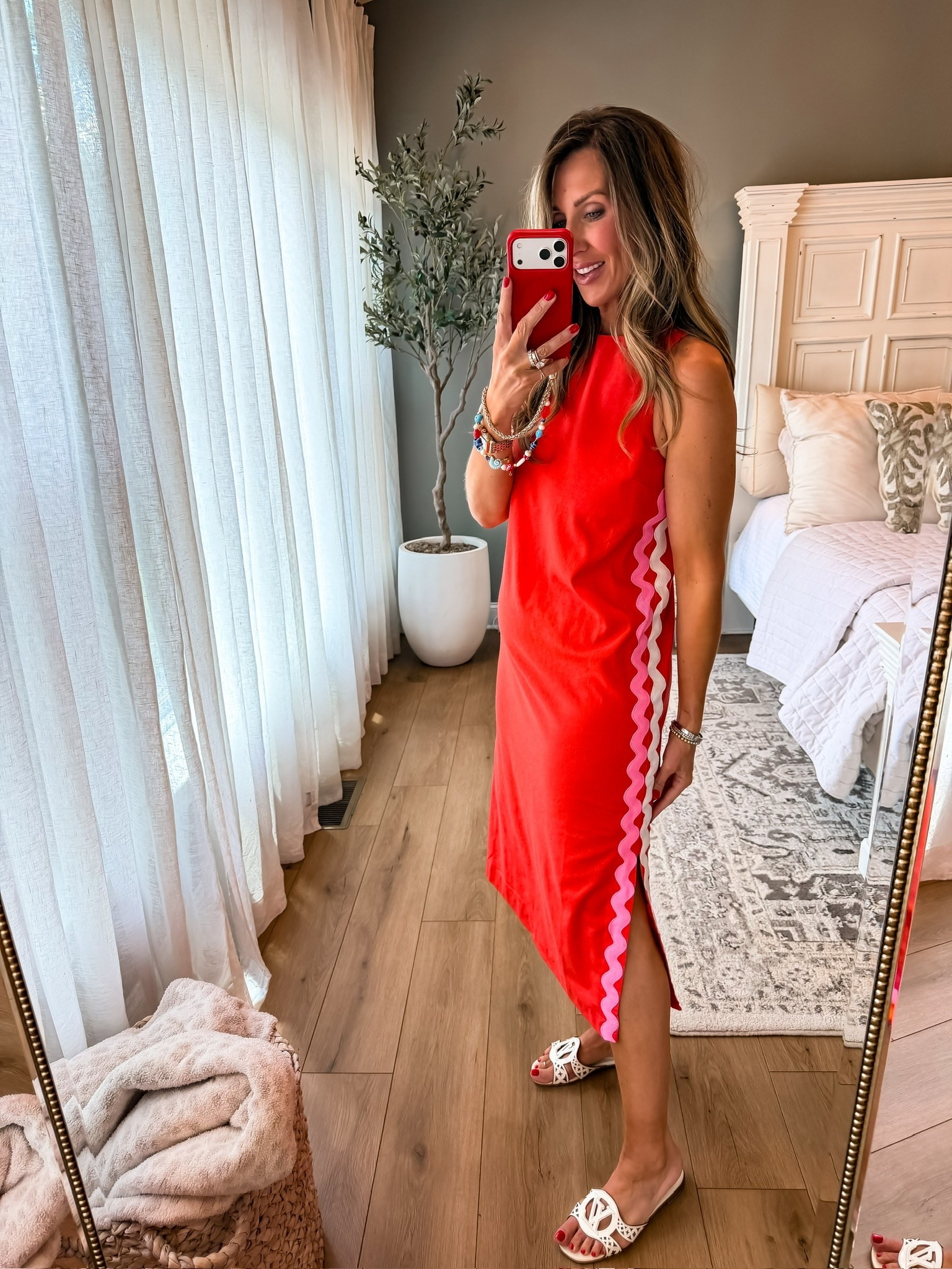 This red midi dress is such a standout piece for summer! The pink ric rac trim adds the cutest pop of detail, and the relaxed fit makes it comfortable enough for everything from vacation dinners to summer events. Just add simple sandals and you’re ready to go.

Use code SARAH15 until Sunday! 

Summer dress, Red dress, Ric rac trim, Vacation outfit, Resort wear, Summer style, Midi dress, Colorful summer fashion, Vacation dinner outfit, Statement dress, Affordable fashion, Summer wardrobe, TheMomInStyle

#LTKootd #LTKSeasonal #LTKOver40