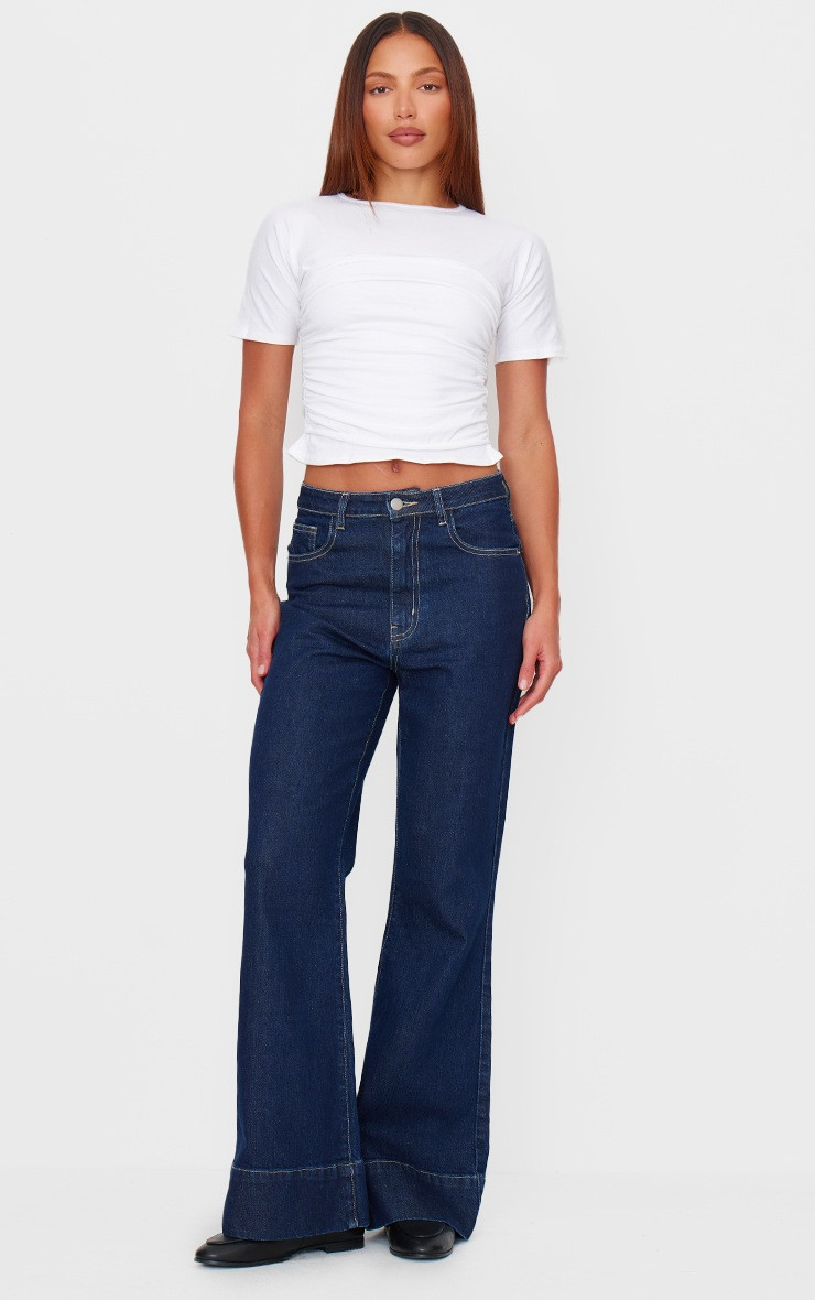 White Cotton Cinched Waist T Shirt | PrettyLittleThing US