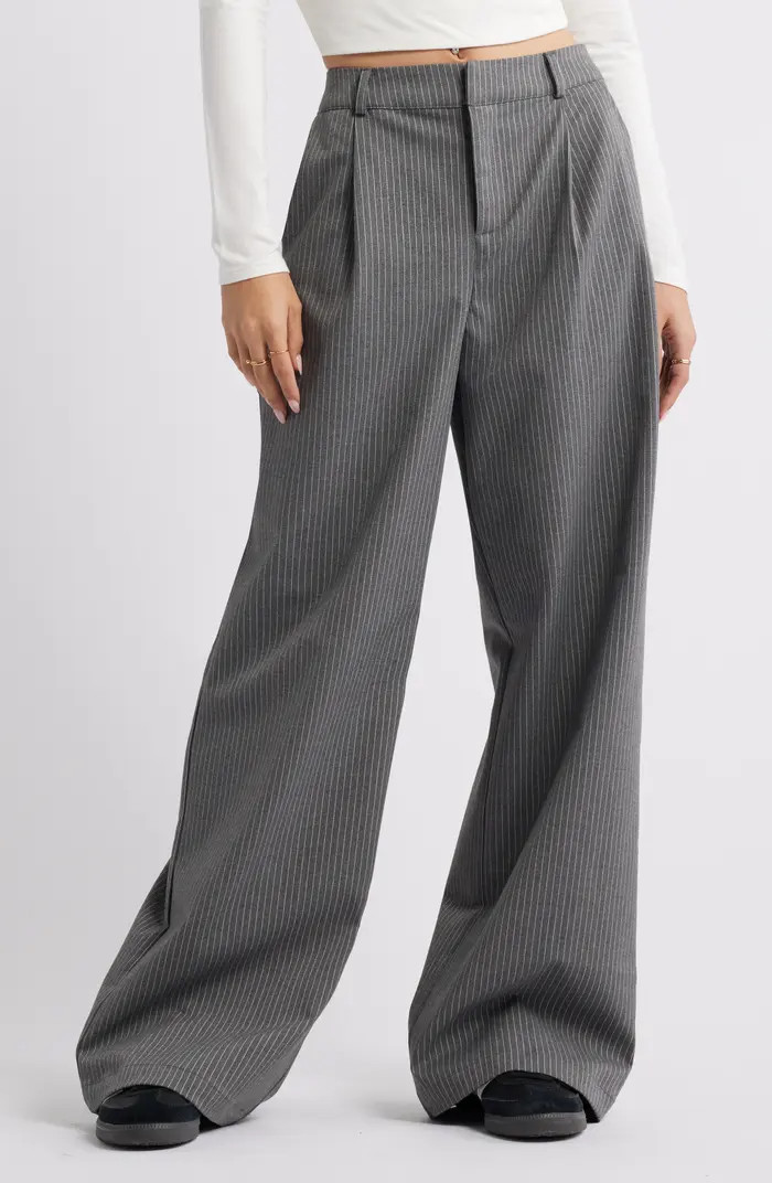 Pinstripe Pleated Wide Leg Pants | Nordstrom