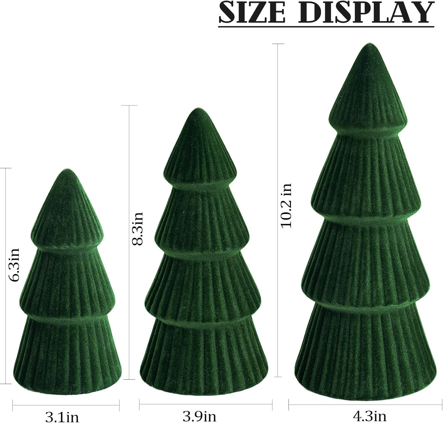 Christmas Decorations - Set of 3 Velvet Ceramic Christmas Trees - Modern Cone Indoor Christmas De... | Amazon (US)